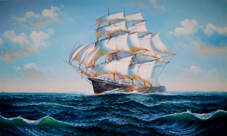 正品打折欧式客厅壁画装饰仿手绘油画喷绘现代餐厅卧室挂画画芯横大海帆船 原价7.00元 现价7.00元包邮抢购专卖店品牌专卖