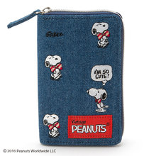 Snoopy史努比 牛仔布鑰匙柏證件包卡包女包 日本Sanrio正品