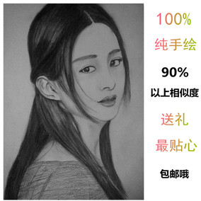 素描肖像画纯手绘人物人像画像定制代画素描头像订制黑白画铅笔画