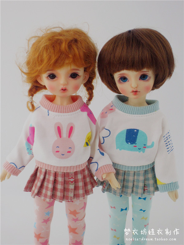 现货bjd/yosd娃娃衣服 1/6分日常服 可爱笑脸秋冬卫衣百褶裙套装