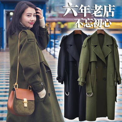 秋冬毛呢大衣女中长款风衣韩版修身高圆圆同款
