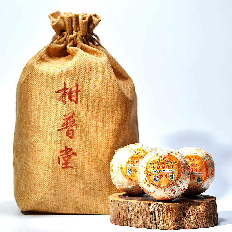 特级樟香王 金马牌陈年桔普茶 橘子陈皮普洱茶 熟茶布袋装 500克