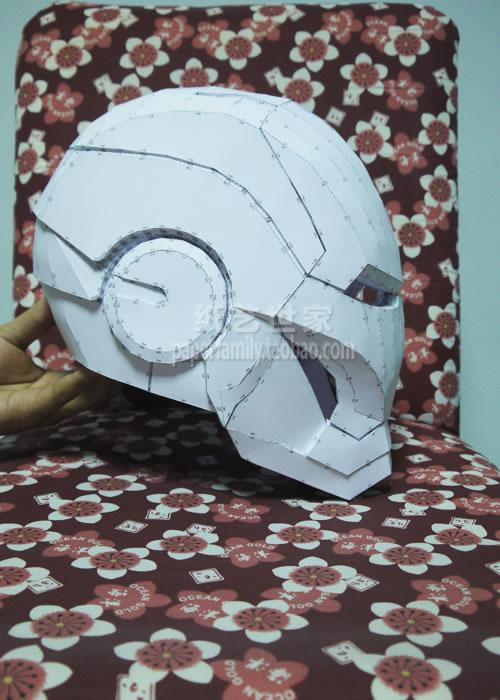 diy金属质感电影钢铁侠头盔甲1:1可穿戴3d纸模型cosplay iron man