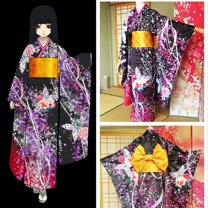 真人实拍地狱少女阎魔爱和服振袖动漫cosplay宵伽繁花二笼包邮