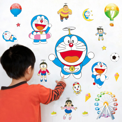 卡通动漫儿童房墙贴机器猫贴画卧室温馨床头墙