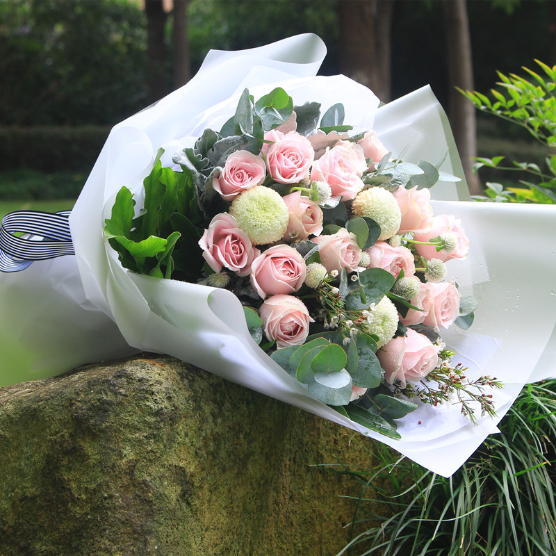 杭州鲜花速递同城花店配送玫瑰花洋桔梗生日花束订花送女朋友爱人