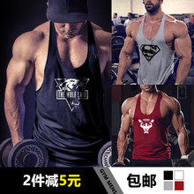 健身背心男宽松吊带工字跨栏纯棉运动大码 健美训练背心肌肉型 新款