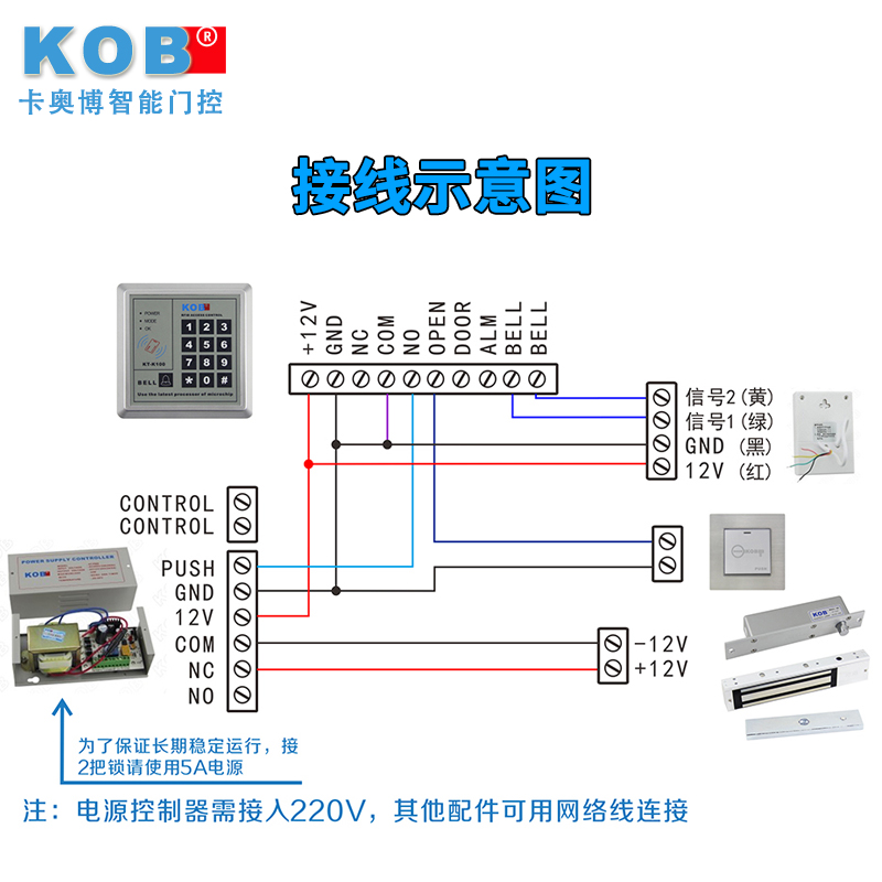 kob电子门禁系统 磁力锁电插锁门禁整套装 id感应卡密码开门开锁