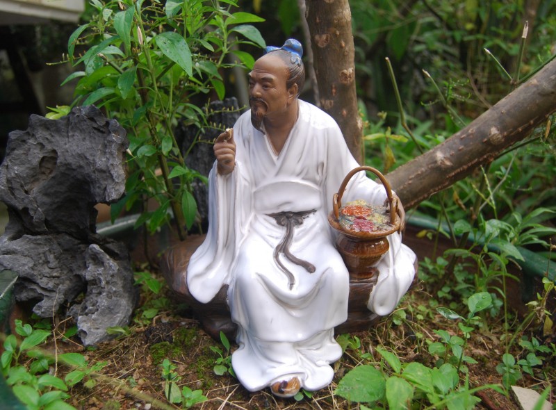 中国风喜悦人物陶瓷摆件工艺品假山盆景园林园艺摆设古典人物雕塑