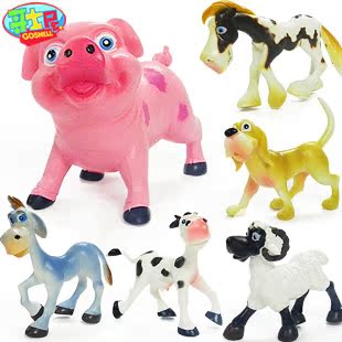可爱卡通动物模型玩具 绵羊奶牛小狗马驴猪 哥