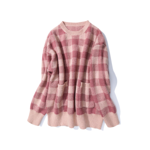 大喜自制格子小清新毛衣