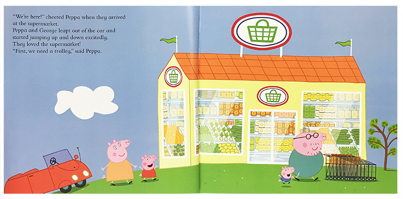 绘本 粉红猪小妹佩奇逛超市 peppa pig let's go shopping peppa 小猪