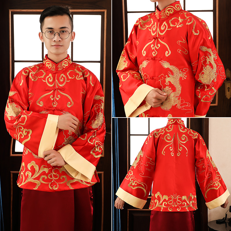 2017新款秀禾服新郎龙凤褂男士唐装结婚中式礼服喜服敬酒服秀禾装