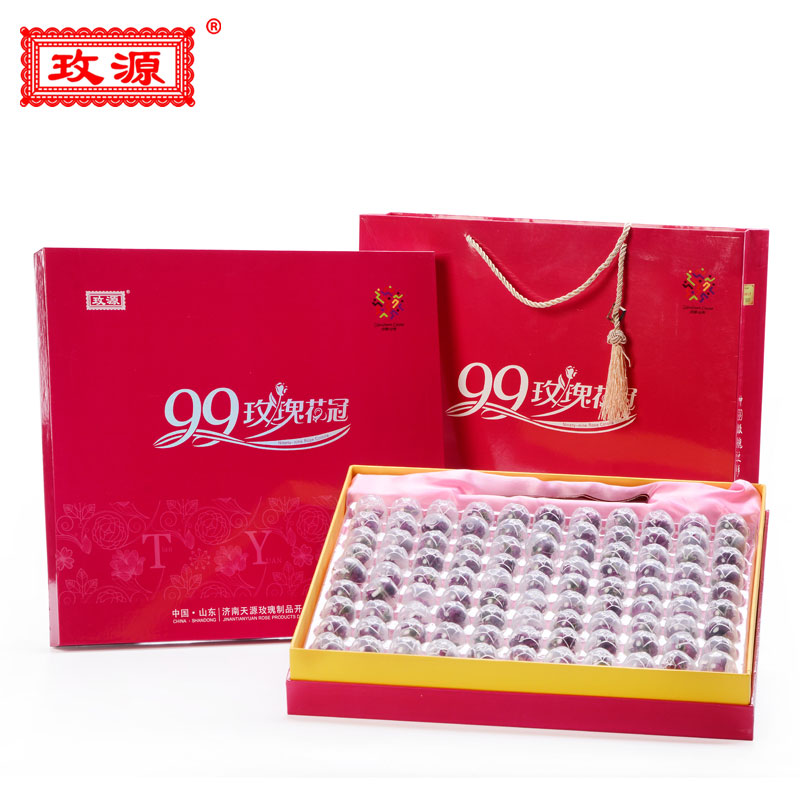 玫源玫瑰花茶99朵玫瑰花冠礼盒特级平阴玫瑰花冠茶中秋特色礼品