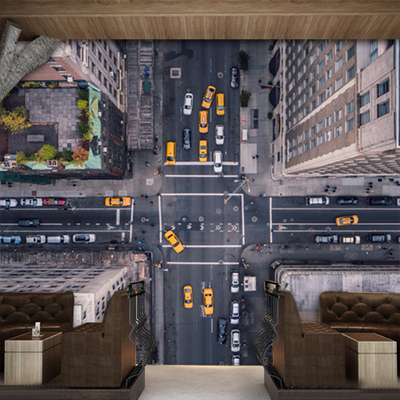 俯视鸟瞰城市建筑街景壁纸墙纸客厅工作室餐厅网咖ktv