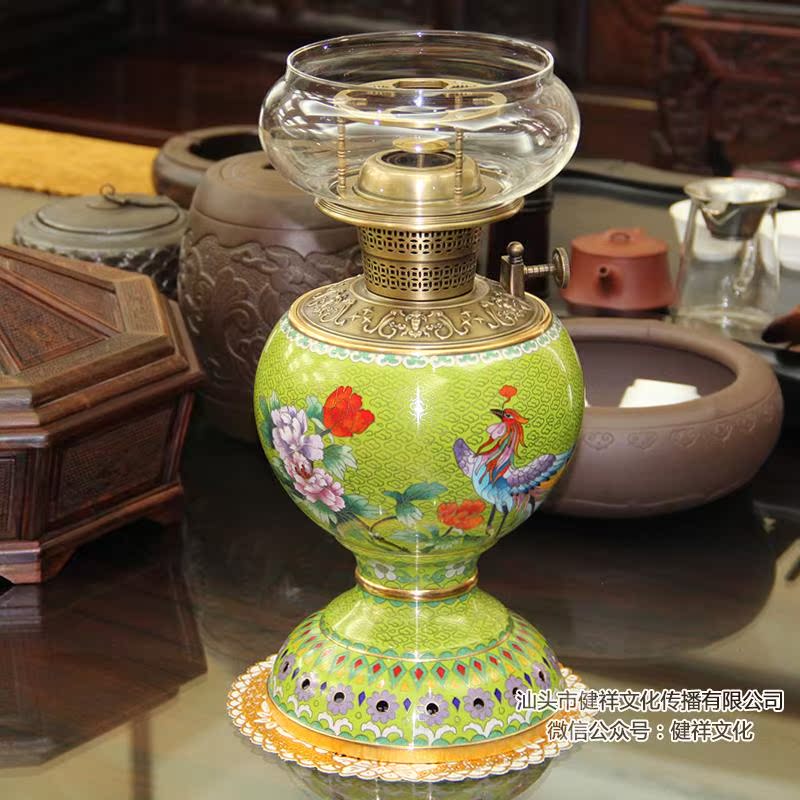 景泰蓝活火茶灯空气灯 潮汕特色功夫茶具烧水泡茶煤油茶灯炉