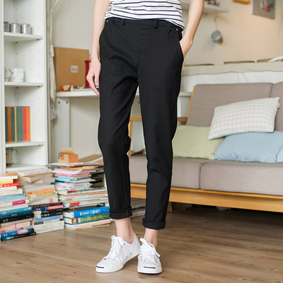 2016秋季休闲裤女宽松纯棉长裤韩版大码哈伦