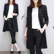 小西服长袖 休闲大码 外套女 2017春秋新款 修身 中长款 女装 韩版 女西装