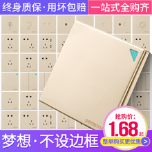 86型墙壁家用开关插座面板大板一开带16a空调5五孔usb电源香槟金