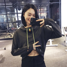 外套头长袖 健身房速干跑步上衣瑜伽服连帽运动卫衣女 秋冬宽松罩衫