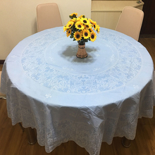 PVC台布防水防油防烫免洗加厚欧式覆膜圆桌桌布塑料大圆形餐桌布P