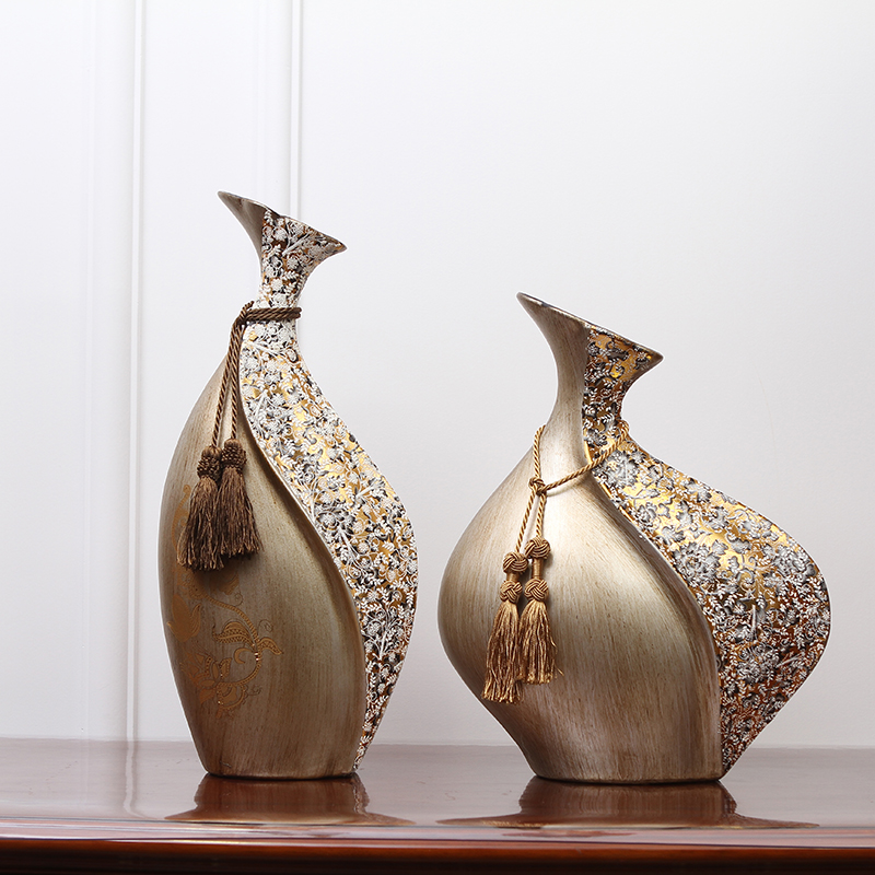 高档欧式家居创意复古小口聚财花瓶装饰品客厅工艺品陶瓷花瓶摆件