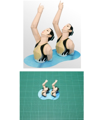 diy手工益智剪纸折纸 运动会体育项目 花样游泳 3d立体拼装纸模型