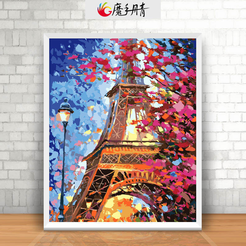 正品打折数字油彩画欧式diy油画客厅风景建筑手工填色手绘巴黎埃菲尔铁塔 原价78.00元 现价39.00元包邮抢购专卖店品牌专卖