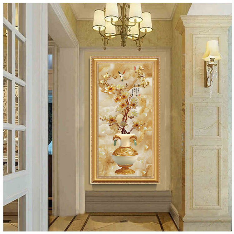 现代简欧客厅进门口墙壁画过道走廊挂画高档有框玄关装饰画单幅画