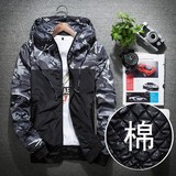 棉服新款迷彩外套男青少年韩版连帽防风衣运动春装上衣冲锋潮男装