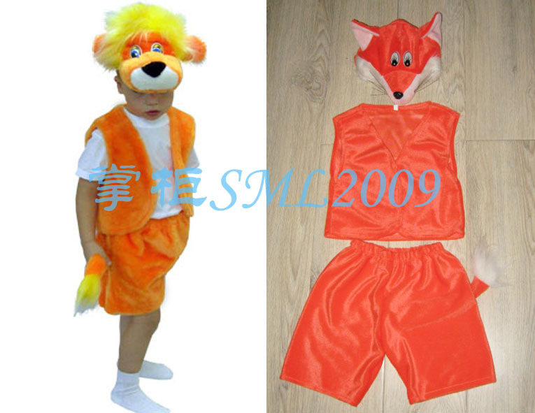 火狐狸服装★露脸儿童动物服装★舞台演出服装狐狸衣服马夹款