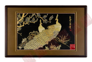 金丝 景泰蓝工艺画画稿 荷花双鲤彩图 金丝彩砂画画稿