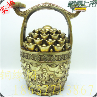 铜缘阁 纯铜一桶金摆件 风水铜器 元宝 招财旺财 工艺品 大号 市场价