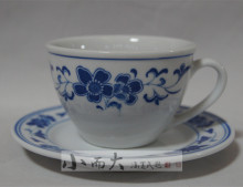 陶瓷一级品特价 茶杯杯碟 釉下彩 咖啡 蓝海棠 醴陵群力老瓷器