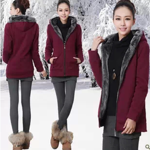 【图】<em>新款女装</em>韩版中长款<em>加绒加厚</em>休闲卫衣女