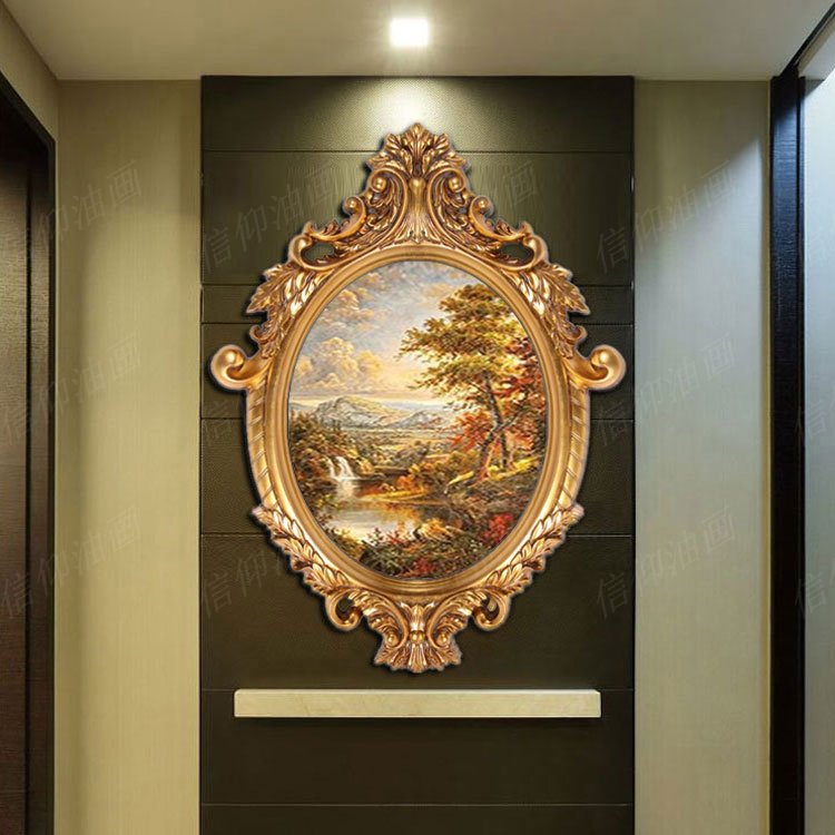 纯手绘简约欧式现代古典山水风景油画客餐厅玄关卧室