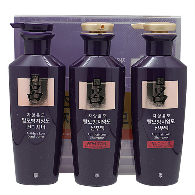 包邮 韩国爱茉莉紫吕洗发水护发素三件套装防脱生发400ml*3