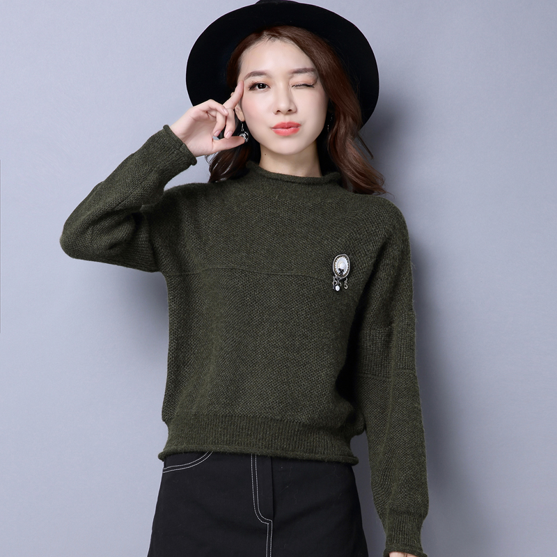 一秒疯抢_韩版小款毛衣女秋冬短款宽松套头针