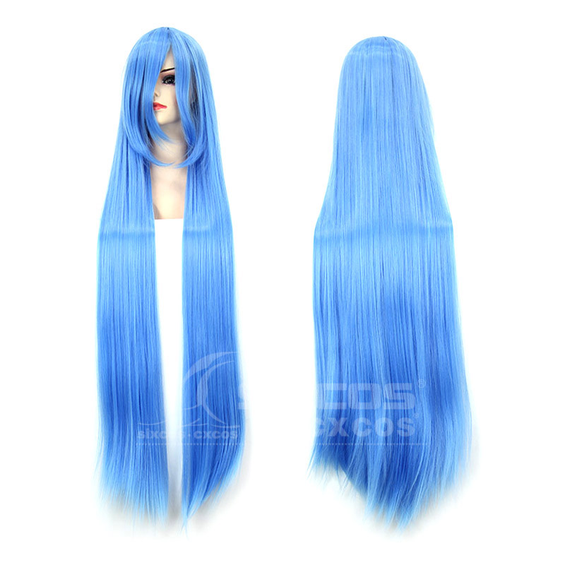 剑三-龙葵 茵蒂克丝 乌贼娘 宝蓝色长直发 动漫COSplay假发包邮