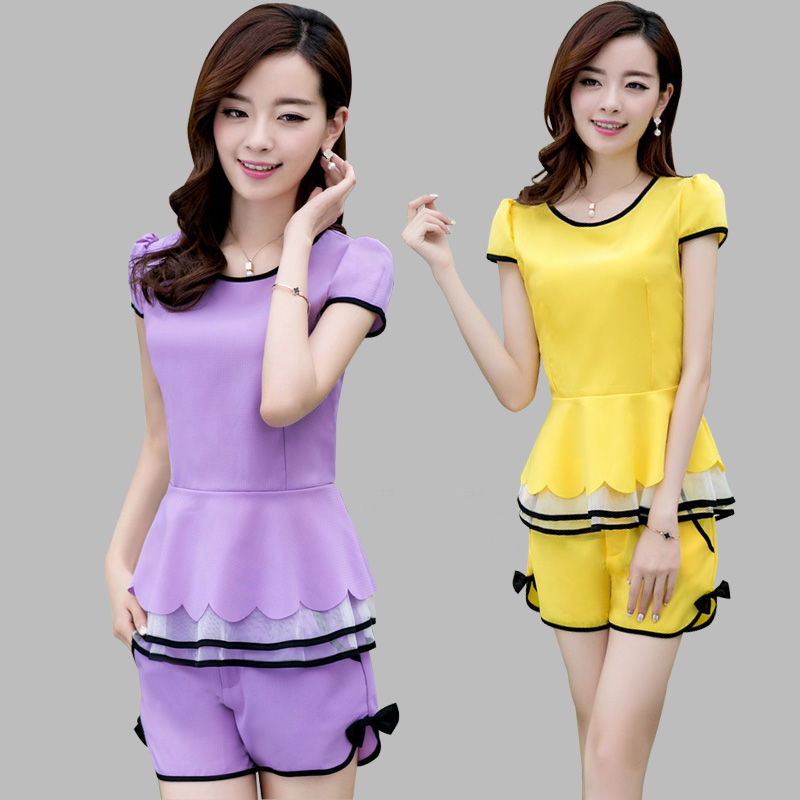 <em>2015夏装新款套装</em>女装时尚名媛小香风<em>短裤套</em>