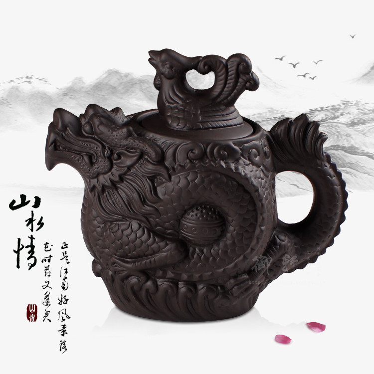 大容量宜兴半手拉壶紫砂壶 大号原矿朱泥茶壶陶瓷水壶功夫花茶壶