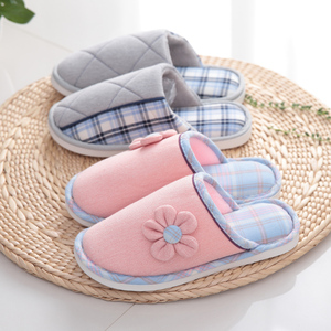 日式厚底保暖棉拖鞋