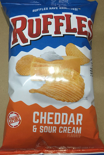 3包包邮 美国进口 ruffles cheddar 乐事瑞福波浪芝士味薯片184克