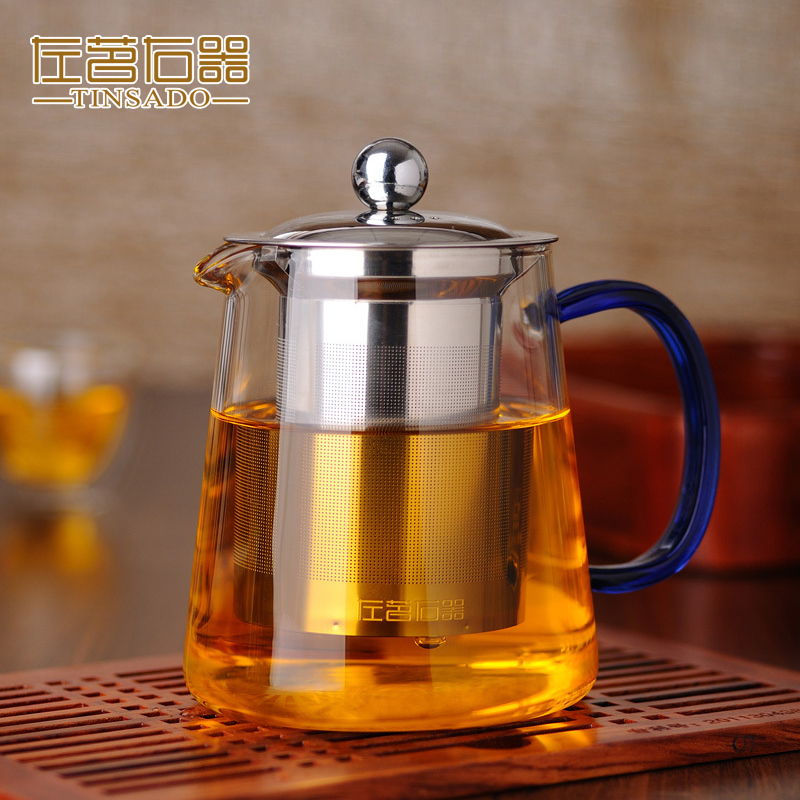 左茗右器带 过滤耐高温玻璃泡茶壶不锈钢红茶绿茶壶家用功夫茶具
