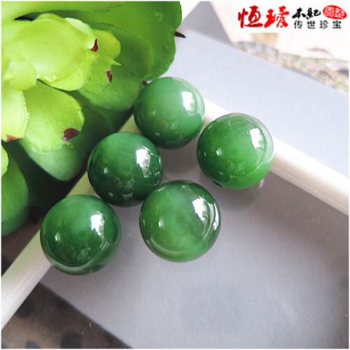 天然 和田玉 碧玉散珠 正品 碧玉散珠子 圆珠 菠菜绿 6mm-20mm