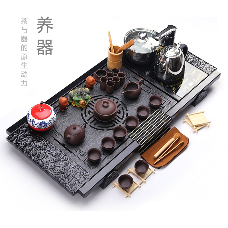 养器整套紫砂陶瓷功夫茶具茶道套装特价四合一实木石茶盘茶海茶台