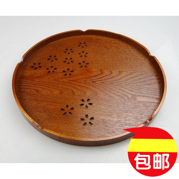 特价包邮圆形木质茶盘简约 欧式茶具托盘 木制圆盘 创意茶托盘子