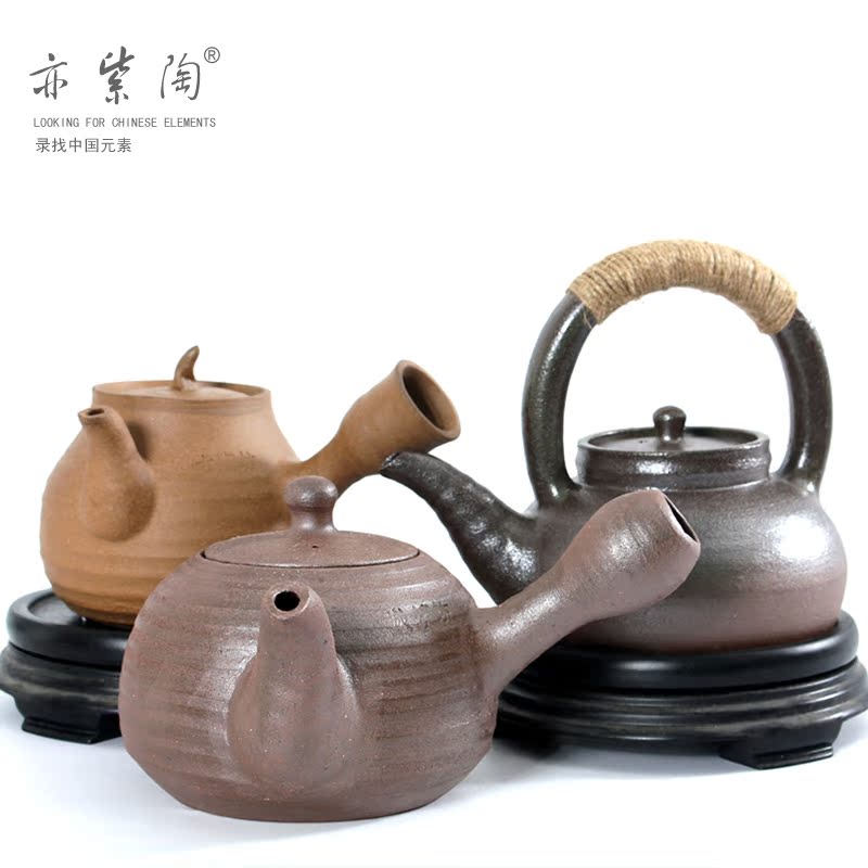 亦紫陶茶具烧水壶砂铫粗陶柴烧玉书畏潮汕功夫茶必备大容量煮水壶