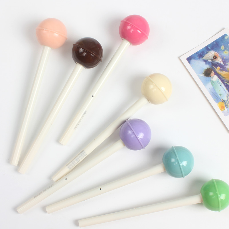 多美思 韩国文具 棒棒糖中性笔 可爱创意糖果色水笔水性笔黑0.5mm