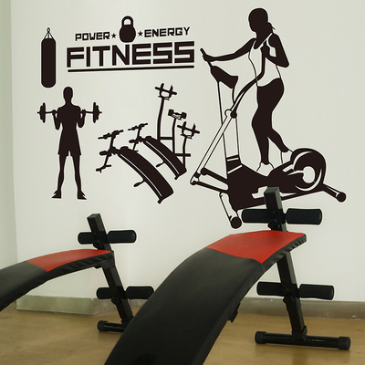 墙贴纸健身房学校减肥运动锻炼体育玻璃橱窗装饰贴画健美举重跑步